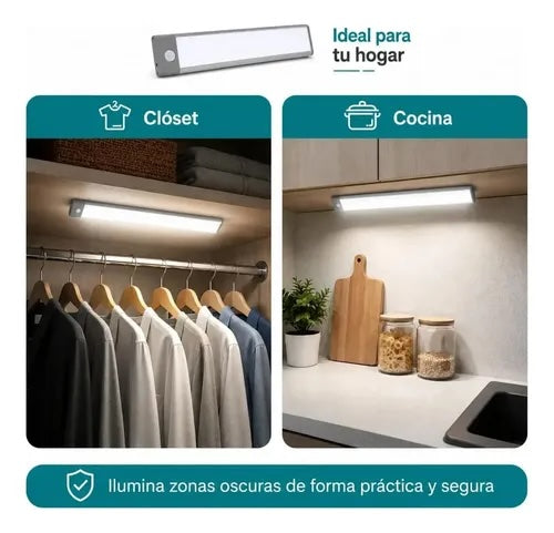 Lámpara Barra LED Recargable con Sensor de Movimiento, 30 cm