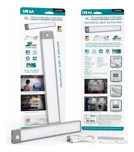 Lámpara Barra LED Recargable con Sensor de Movimiento, 30 cm