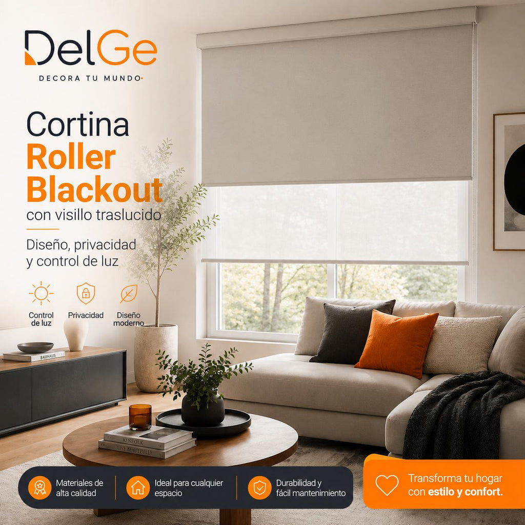 Cortina Roller Blackout Lisa Casamuro con Visillo