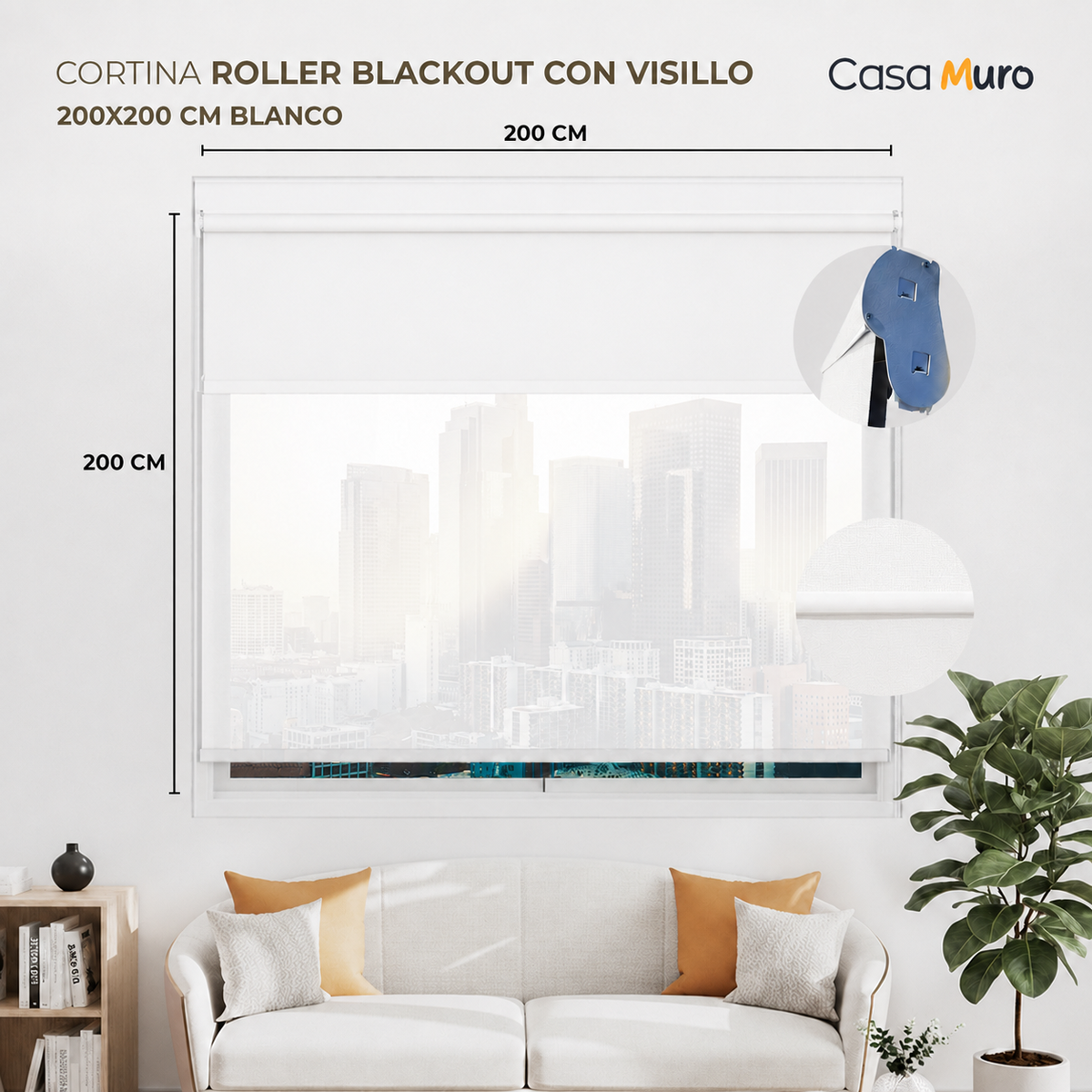 Cortina Roller Blackout Lisa Casamuro con Visillo