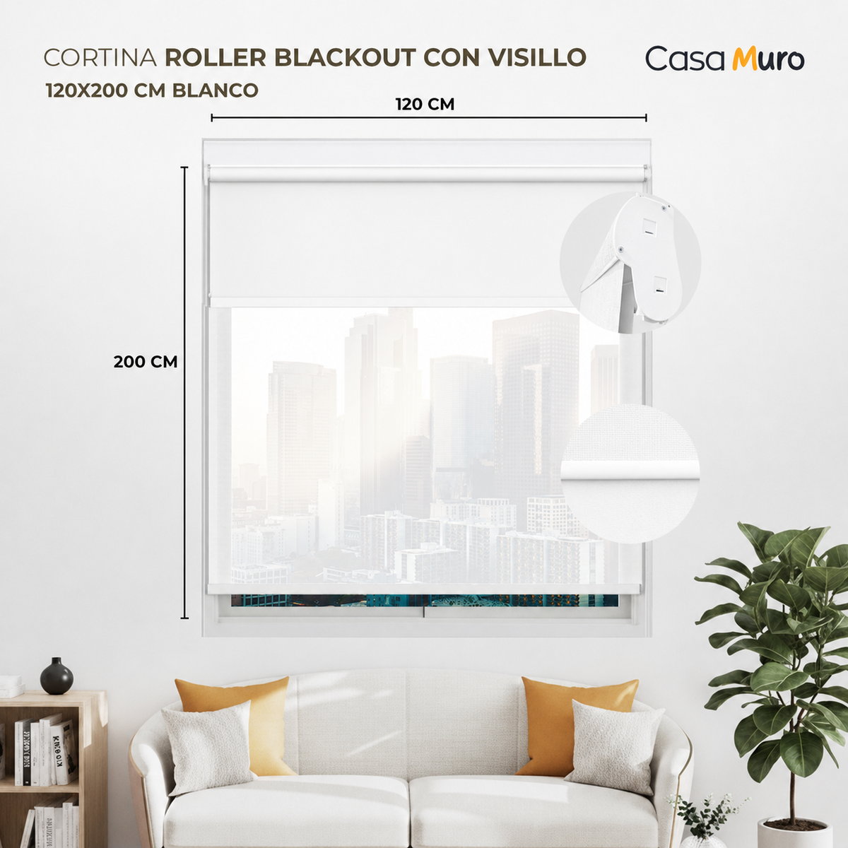 Cortina Roller Blackout Lisa Casamuro con Visillo