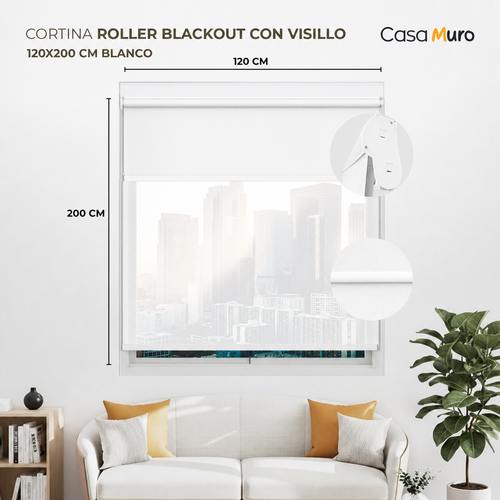 Cortina Roller Blackout Lisa Casamuro con Visillo