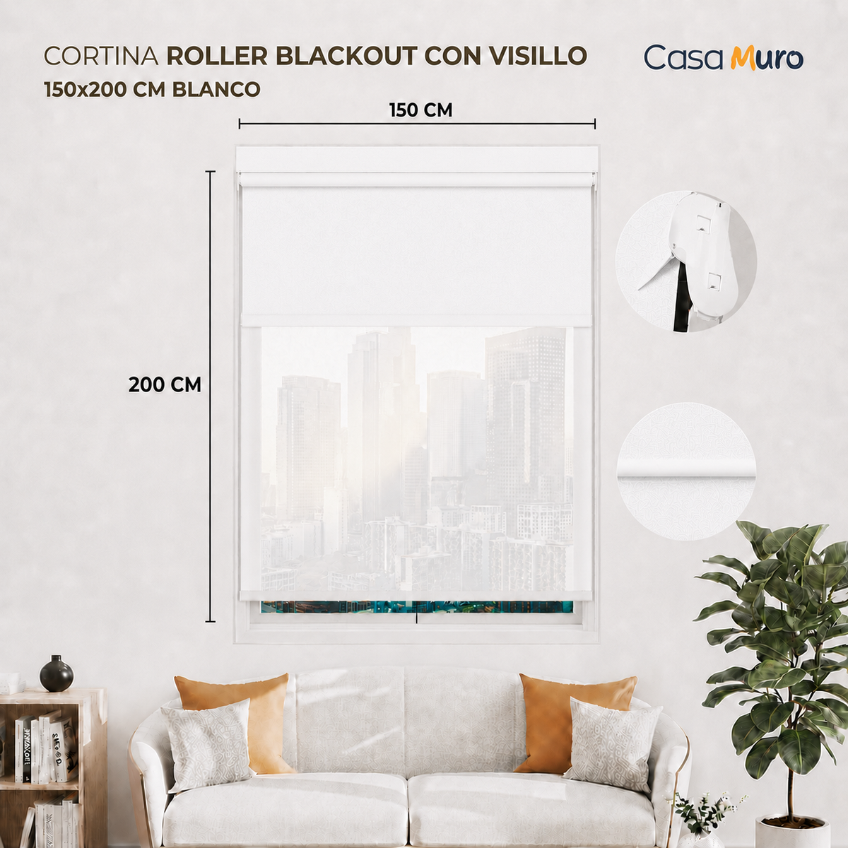 Cortina Roller Blackout Lisa Casamuro con Visillo