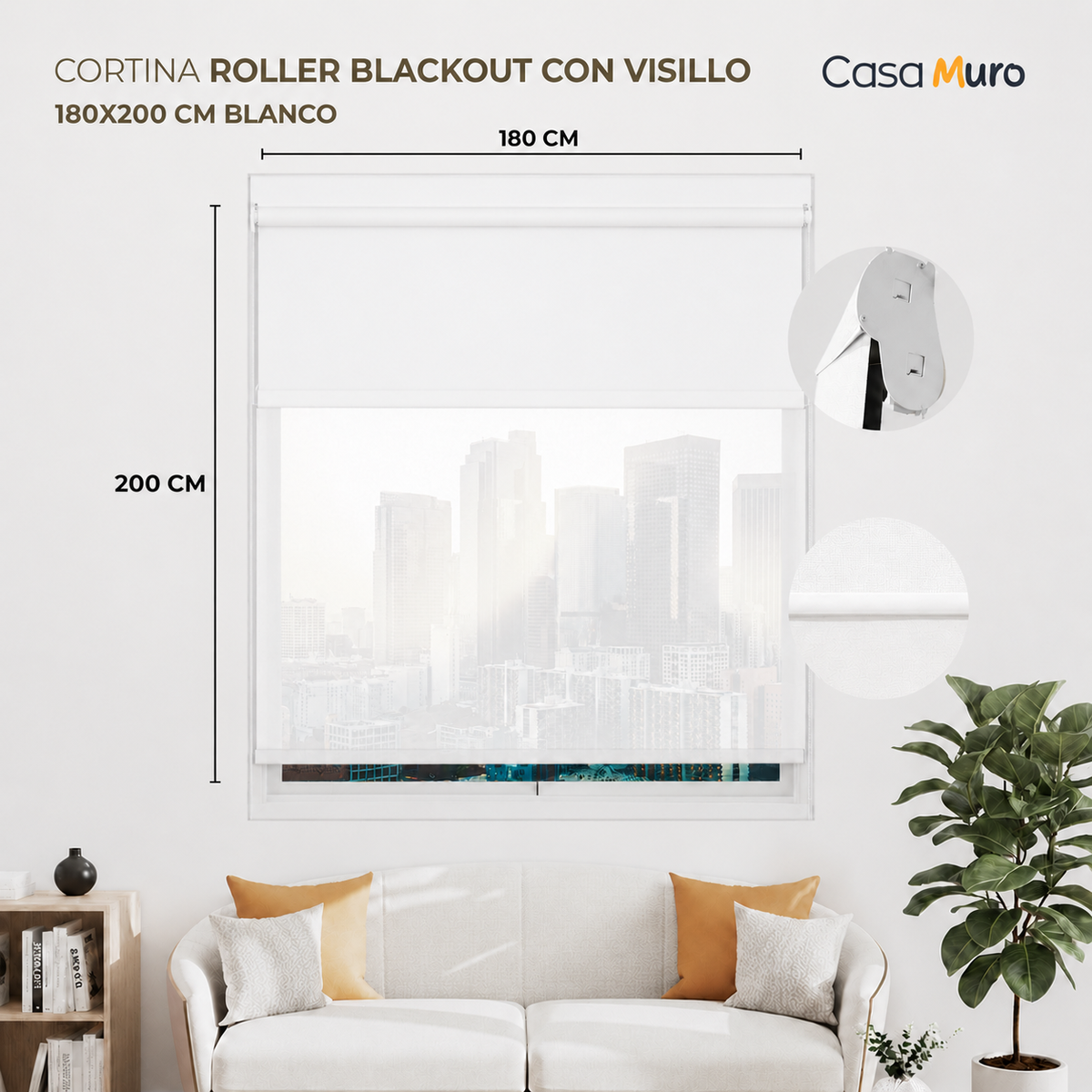 Cortina Roller Blackout Lisa Casamuro con Visillo