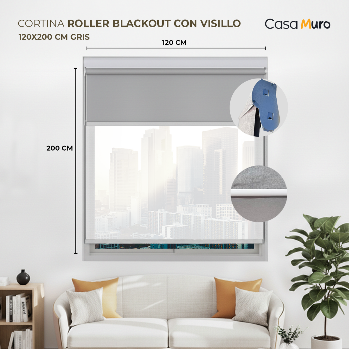 Cortina Roller Blackout Lisa Casamuro con Visillo