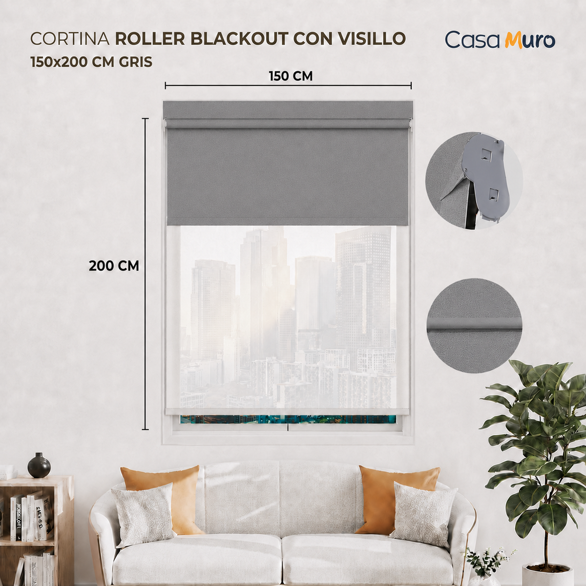 Cortina Roller Blackout Lisa Casamuro con Visillo