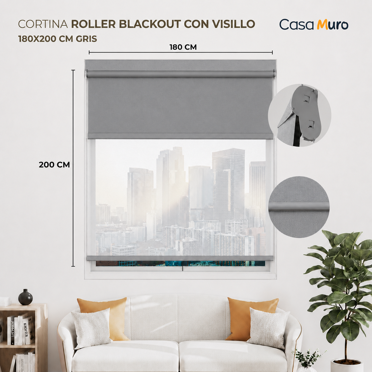 Cortina Roller Blackout Lisa Casamuro con Visillo