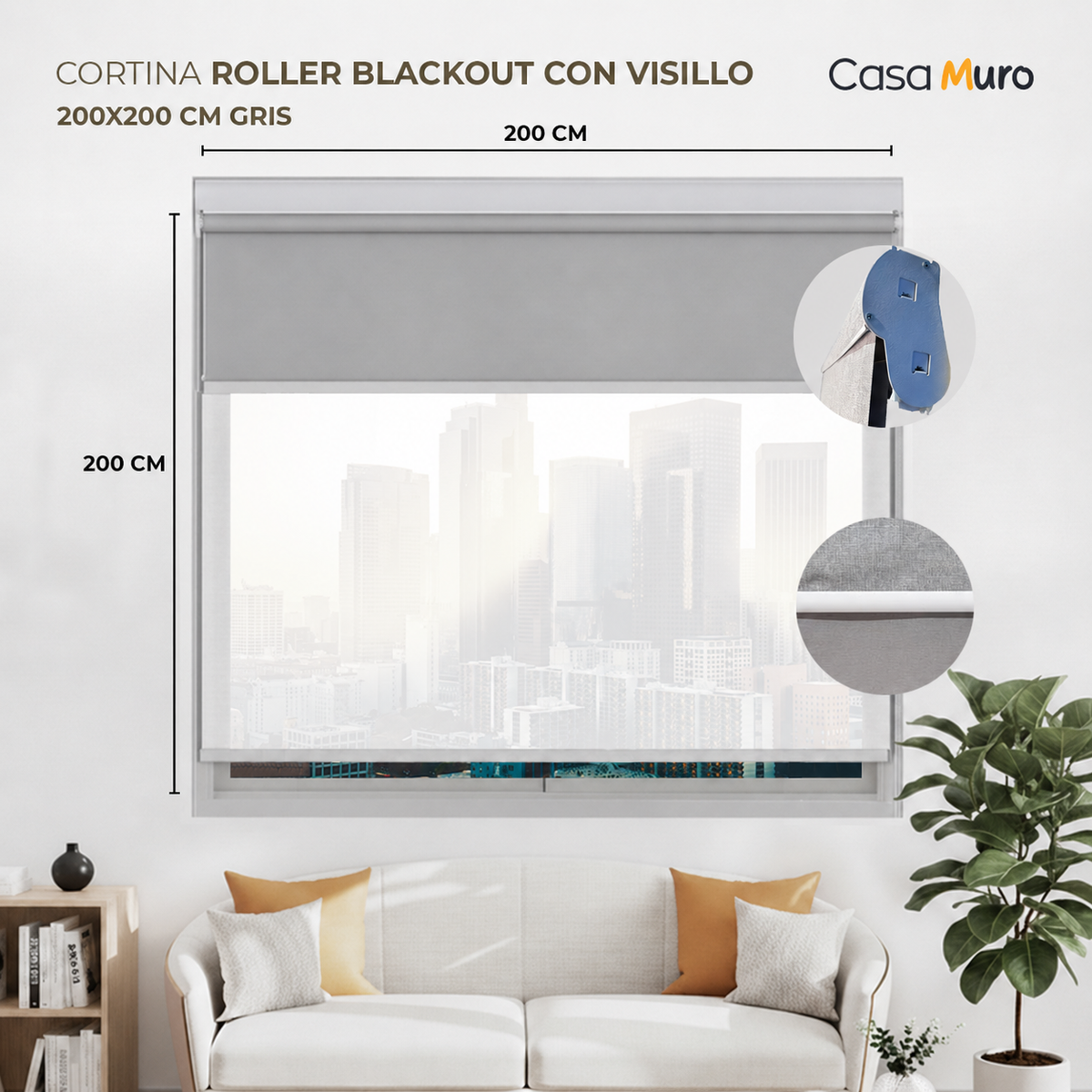 Cortina Roller Blackout Lisa Casamuro con Visillo