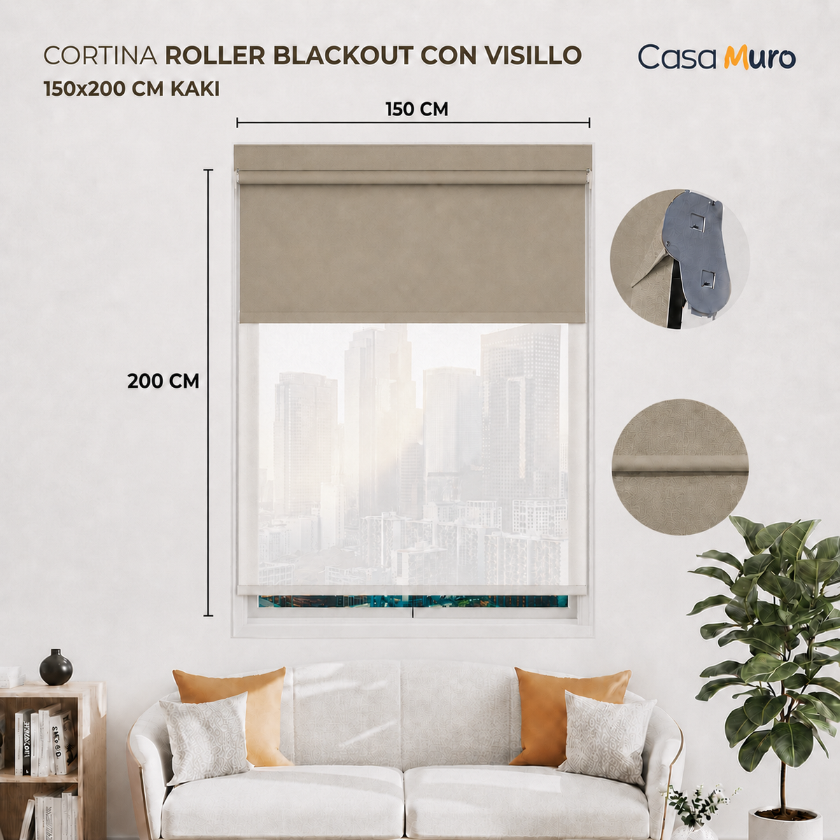 Cortina Roller Blackout Lisa Casamuro con Visillo