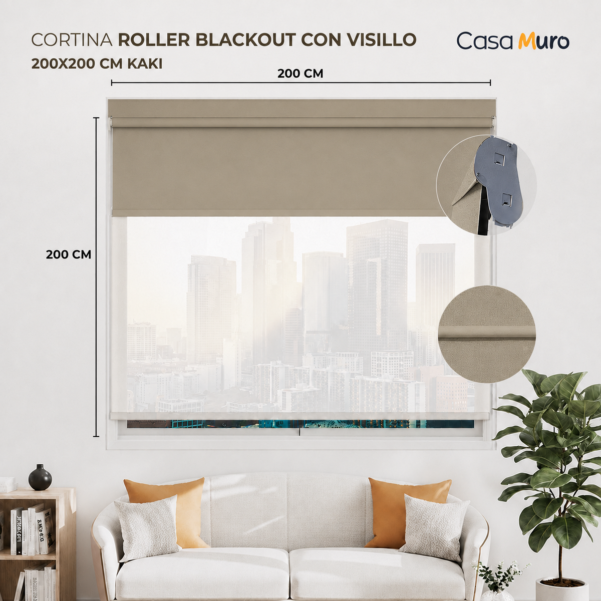 Cortina Roller Blackout Lisa Casamuro con Visillo